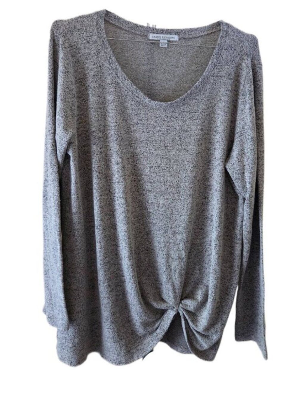 Green Envelope Los Angeles Gray Ruched Side Lightweight Sweater